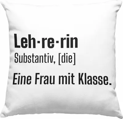 Produktbild von Trendation - Lehrerin Geschenk Deko-Kissen mit Füllung 40x40 Geschenkidee Lustig Danke Sprüche Dankeschön Grundschule Frau mit Klasse (Blau)