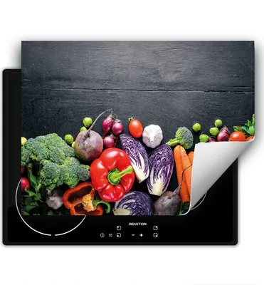 Produktbild von DarHaus Herdabdeckplatte 80x52 cm Anti Rutsch Matte Aufrollbar, Gemüse