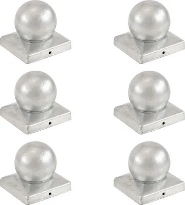 Image de Capuchons pour poteaux 6 pcs. Forme sphérique Métal galvanisé 101 x 101 mm