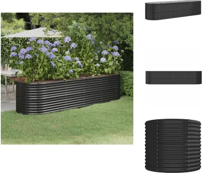 Obrázok produktu pre vidaXL Práškovo lakovaný oceľový vyvýšený záhon 296x80x68 cm antracit - Kvetináče a sadenice