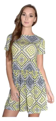 Produktbild von Damen Minikleid Tunika Sommerkleid; Gelb S/M