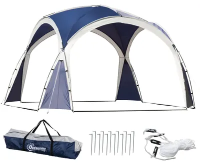 Produktbild von Outsunny Kuppelzelt, 6-8 Personen, Gartenpavillon, Blau, 3,5 x 3,5 x 2,22 m