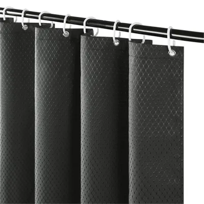 Image de Rideau de douche épais, imperméable, résistant à la moisissure et lavable, de couleur gris foncé, en polyester, pour baignoire, dimensions 80 x 180 cm, avec 6 crochets.