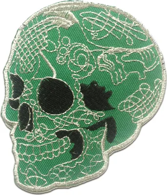 Produktbild von Totenkopf Skelett - Aufnäher, Bügelbild, Aufbügler, Applikationen, Patches, Flicken, Zum Aufbügeln, Größe: 8 x 9.5 cm
