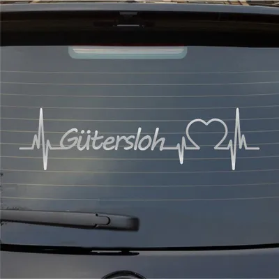 Produktbild von Heckscheibenaufkleber Gütersloh Herzschlag Puls Stadt Liebe 55x14 cm Silber Auto Aufkleber Sticker