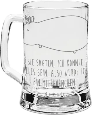 Produktbild von Mr. & Mrs. Panda Humpen Einhorn Meerschweinchen - Transparent - Geschenk, Meerhörnchen, Meerschwein, Unicorn, Gravur Bierkrug, Einhörner, Seidel, Mit, Krug, Glas