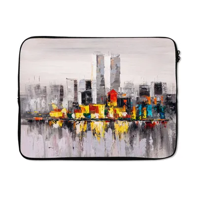 Produktbild von MuchoWow® Laptop Hülle 15 Zoll Gemälde - Skyline - Farben - Ölfarbe Laptoptasche - Laptoptasche - Sleeve - Rundum-Schutz