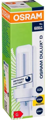 Zdjęcie produktu dla Osram DULUX, 10 W, G24d-1, 10000 h, 600 lm, Ciepłe białe
