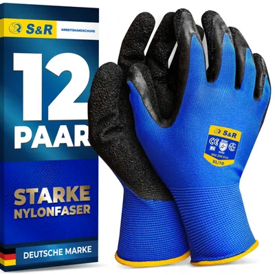 Immagine prodotto di Guanti da lavoro S&R, guanti da lavoro, guanti da giardinaggio, guanti protettivi, guanti per meccanici, guanti per montaggio, guanti di sicurezza, guanti di protezione sul lavoro, fibra di nylon