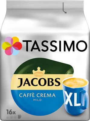 Produktbild von TASSIMO Jacobs Caffè Crema Mild XL 5er Pack T Discs Kaffee Kapseln 5x16 Getränke