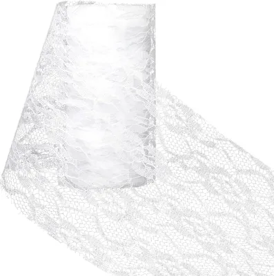 Produktbild von Weißer Tischläufer aus Spitze (15 cm x 25 m) für Hochzeiten und Dekorationen