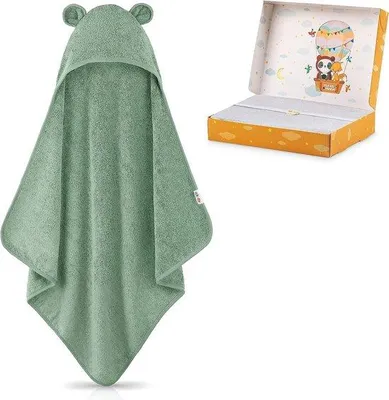 Produktbild von Famanu Babyhandtuch mit Kapuze Extra dick, warm und weich - kupfergrün