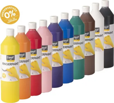 Produktbild von Creall - Fingerfarbe Happy, Set mit 10 Flaschen à 750 ml in sortierten Farben