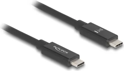 Produktbild von Delock USB 80 Gbps Kabel USB-C Stecker zu Stecker 16K 60 Hz PD 3.1 240 W E-Marker koaxial 1 m schwarz