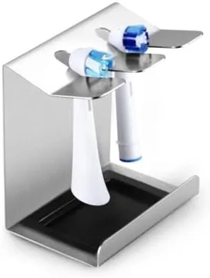 Produktbild von PolkaHome® Elektrische Zahnbürstenhalter – Edelstahl, V-förmig, mit Tropfenauffang, 8 x 5 x 8 cm