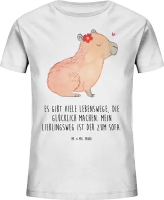 Produktbild von Mr. & Mrs. Panda Kleinkinder T-Shirt Capybara Blume 9-11 Jahre (134/146) - Weiß - Geschenk, Teenager, Kinder, Bio, Lustige Sprüche, Kindershirt