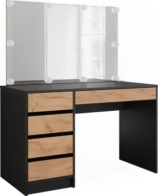 Produktbild von Schminktisch Vicco Sherry Anthrazit/Goldkraft Eiche 120 x 75 cm mit Spiegel & LED-Beleuchtung, Model 52030