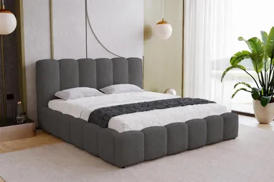 Produktbild von Doppelbett 160x200 cm Florent mit Bettkasten, Lattenrost - Bett Bouclé 160 x 200 cm, Grau (Lambi 12)
