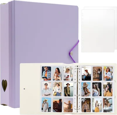 Productafbeelding van Fotoalbum voor instantfoto's - Geschikt voor verschillende fotoprinters en K-pop kaarten - Lila