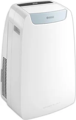 A white portable air conditioner is shown against a white background.
