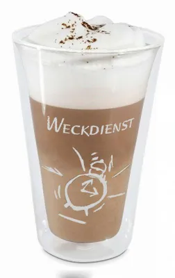 Produktbild von Thermoglas Latte Macchiato 'Weckdienst' H 12,5cm diameter 8,5cm