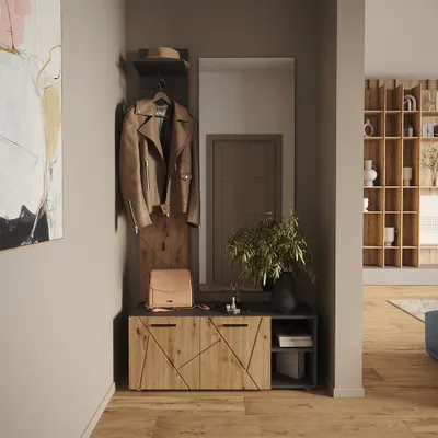 Obrázek produktu pro Šatní skříň Vicco Irma Antracit/Artisan 106 x 43 cm Sada se skříňkou na boty a věšákovým panelem, Model 59623