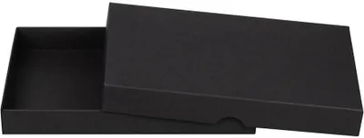 Produktbild von Faltschachtel 16,2 x 22,5 x 2,5 cm, Schwarz, mit Deckel, Recyclingkarton - 10er Set