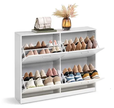 Produktbild von Schuhschrank aus Holz – Aufbewahrung – Schuhhalter – 24 x 105,5 x 82,7 cm, KI-generiertes Bild