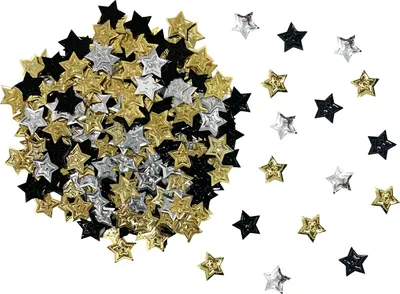 Produktbild von Oblique Unique Stern Konfetti mit Struktur Tisch Streu Deko für Weihnachten Geburtstag Silvester - gold silber schwarz