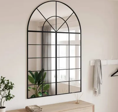 Zdjęcie produktu dla vidaXL Lustro ścienne czarne 100x150 cm Krzywe żelazo