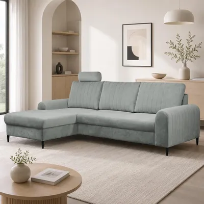 Produktbild von Ecksofa "MONACO" mit Schlaffunktion und Bettkasten L Form Couch