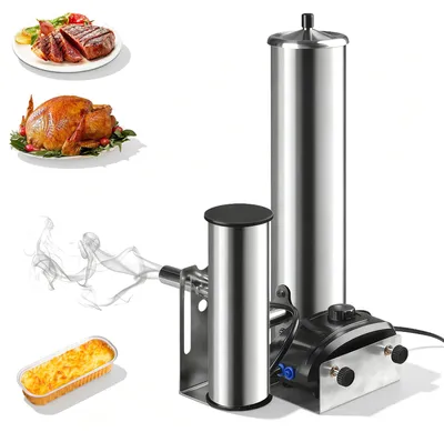 Immagine prodotto di Generatore per affumicatura a freddo - Affumicatore a doppio tubo per barbecue e grigliate - Acciaio inossidabile - Adatto per carne, pesce e formaggio - Trasparente