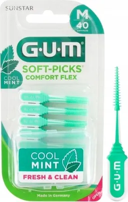 Produktbild von Sunstar Gum Soft-Picks ComfortFlex Interdentalreiniger Gummibeschichtung Cool Mint, 40 Stück, Größe M