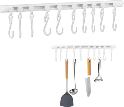 Produktbild von Hakenleiste 30 cm, 10 Selbstklebende Haken, Multifunktional, fuer Kueche und Badezimmer