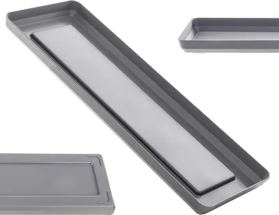 Image de Bac à plantes - Jardinière rectangulaire en plastique - Grande taille - Gris clair