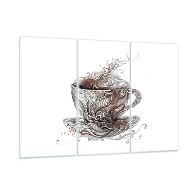 Produktbild von Bilder auf glas - Abstraktion Tasse Tee heiß - 105x70cm - Glasbilder - Wandbilder - Kunstdruck - zum Aufhängen bereit - Wanddekoration aus Glas - Glas Bilder - Wandbild auf Glas - GCE105x70-2976