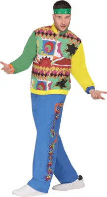 Produktbild von 80s Sportjacke Bunte Karneval Retro Hip Hop Outfit Jacke Hose Erwachsene, Größe: 48 - 50 (M) Farbe: Mehrfarbig