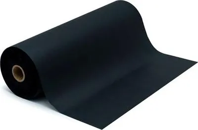 A roll of black tissue paper on a white background.