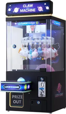Zdjęcie produktu dla Maszyna z chwytakiem, średniej wielkości automat do gier z efektami świetlnymi i dźwiękowymi, regulowanym poziomem trudności, precyzyjnym chwytakiem do zabawek i cukierków, automatem do wydawania nagród, do komercyjnego kina domowego, czarno-fioletowy