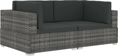 Image de vidaXL Canapé d'angle 2 pièces avec coussins Poly Rattan Gris