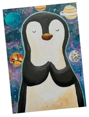 Produktbild von Mr. & Mrs. Panda Postkarte Pinguin Universum Design - Weiß - Geschenk, Ansichtskarten, Postkarten, einzelkarte, Ansichtskarte, Grußkarte