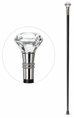 Produktbild von Gehstock aus Metall "Silberknauf Diamond" | Schwarz Silber