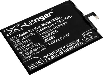 Produktbild von TECHTEK Akku Kompatibel mit [Xiaomi] M1804E4A, M1804E4C, M1804E4T, Mi Max 3, Mi Max 3 Dual SIM TD-LTE Ersetzt BM51