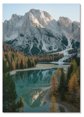 Zdjęcie produktu dla PLAKAT – 29 x 42 cm (A3) – Luna – góry, las, jezioro, odbicia, kolorowe drzewa – dekoracja ścienna do salonu, sypialni i przedpokoju, nowoczesny plakat, bez ramy