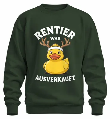 Produktbild von Rentier war t Gummiente Weihnachten Badeente Humor Sweatshirt Pullover, Flaschengrün, XXL