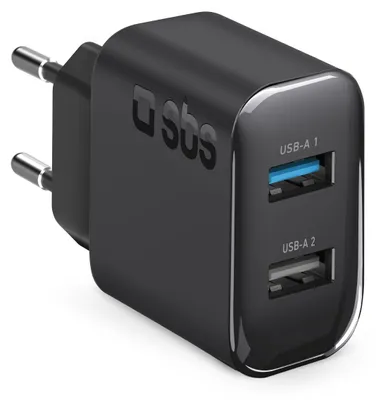 Immagine prodotto di SBS Caricabatterie Caricatore 10 Watt - Ricarica Rapida Con Due Porte USB