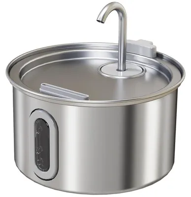 Produktbild von Edelstahl Katzenbrunnen 2,2L, Trinkbrunnen für Katzen mit t leiser Pumpe LED