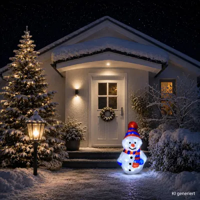 LED Schneemann Weihnachtsbeleuchtung Acryl kaltweiß 40 LEDs Strombetrieb Außen