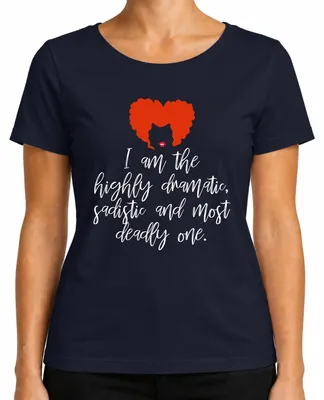 Imagen del producto de Camiseta para mujer con el texto "Soy una bruja sádica y dramática, Halloween, Hechizo de Salem", color azul marino, talla S