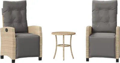 Produktbild von vidaXL 3-tlg. Bistro-Set mit Kissen Beigemischung Poly Rattan